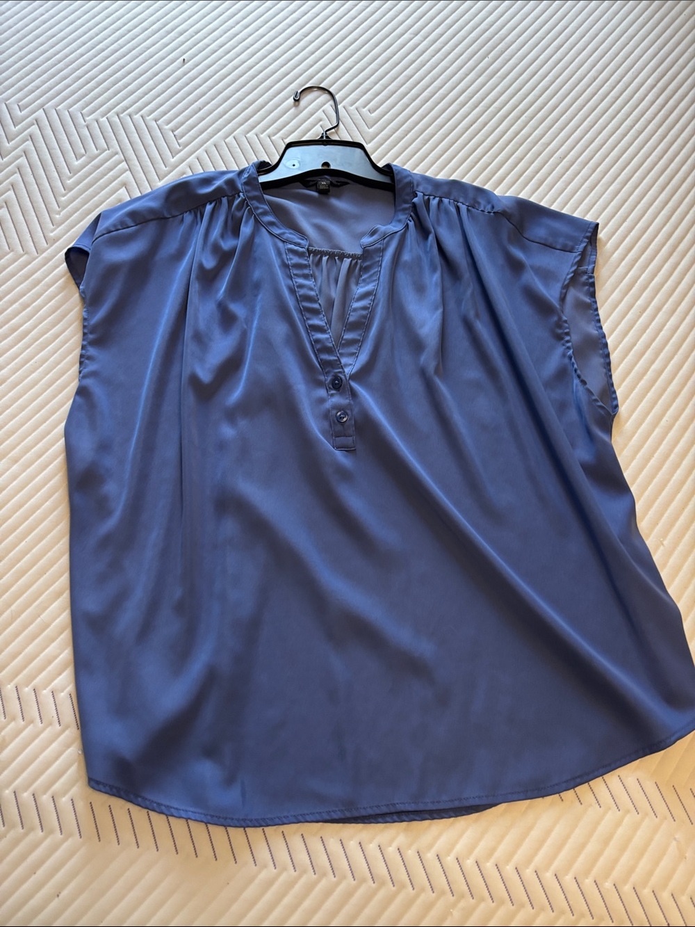 Banana Republic Slate Blue Cap Sleeve V-Neck Blouse